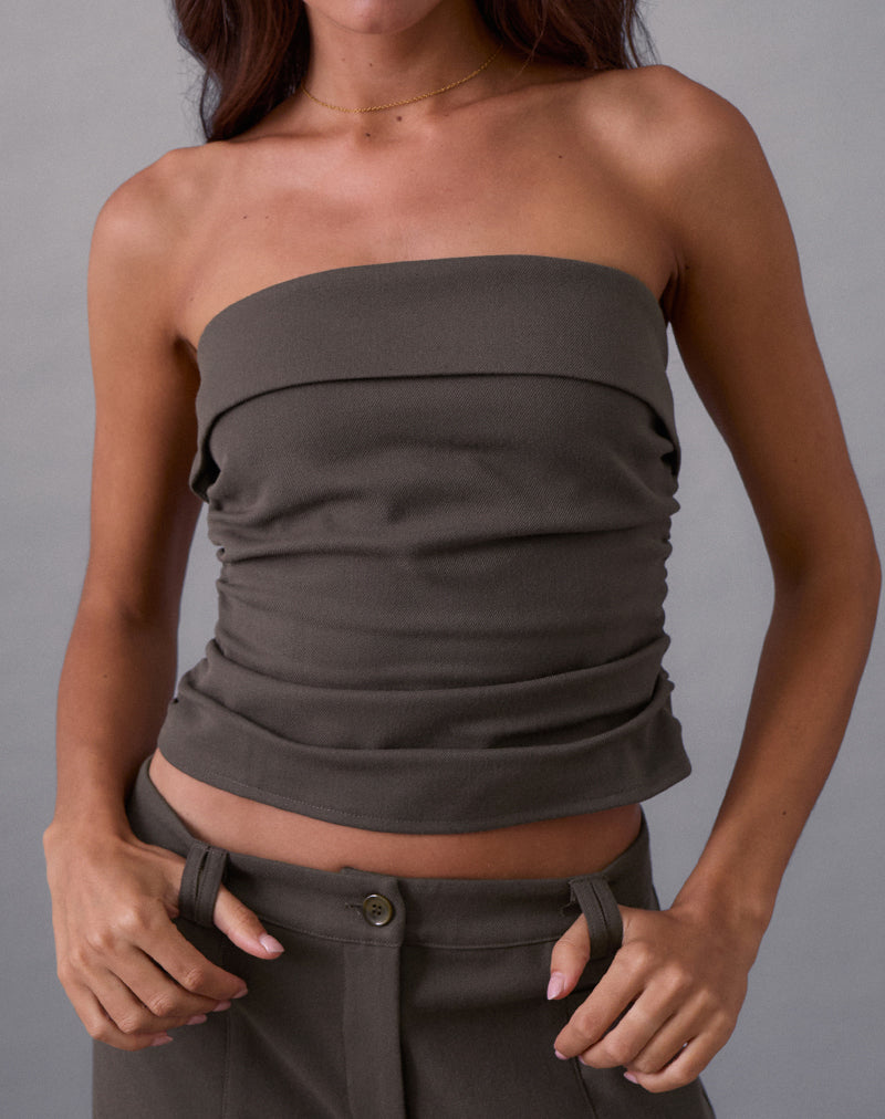 Image of Elzi Corset Top in Tailoring Dark Olive