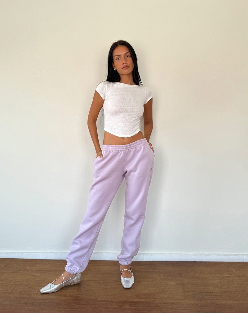Em Jogger in Violet Grey with Bow Embroidery