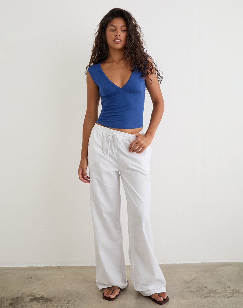 Image of Emberly Plunge Top in Dazzling Blue