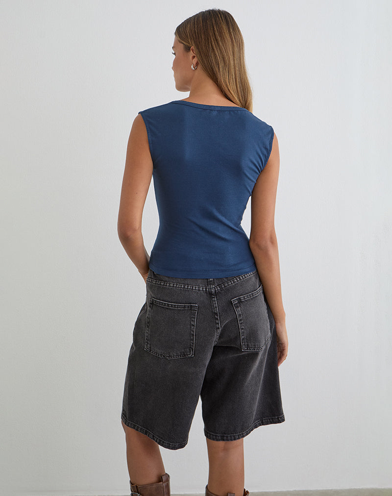 Image of Emberly Plunge Top in Navy