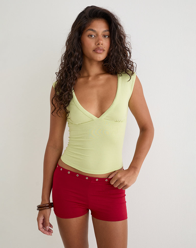 Image of Emberly Plunge Top in Pistachio