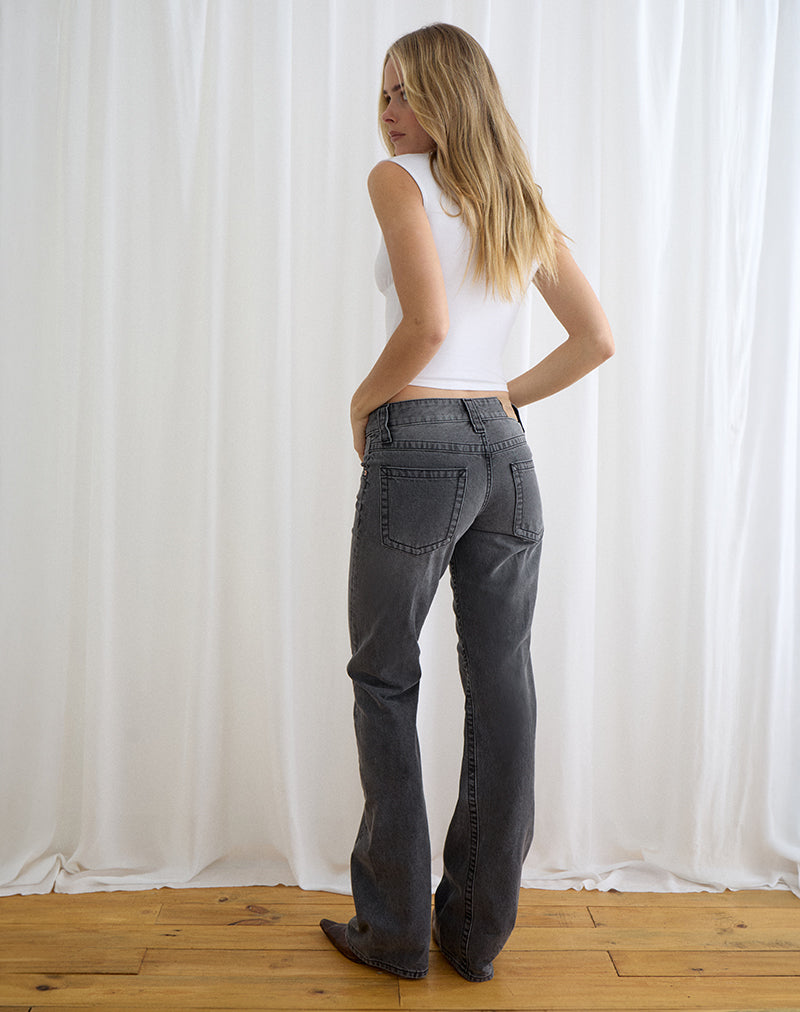 Image of Low Rise Twisted Seam Jeans in Washed Black Grey