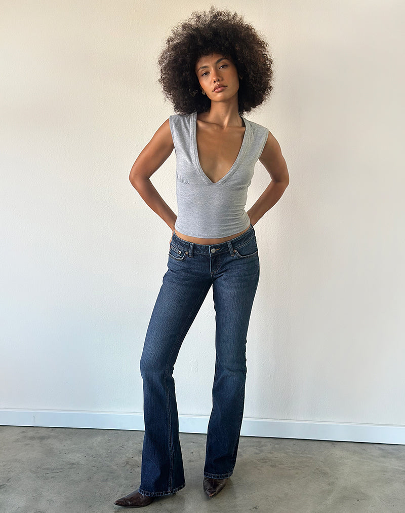 Image of Emberly Plunge Top in Grey Marl