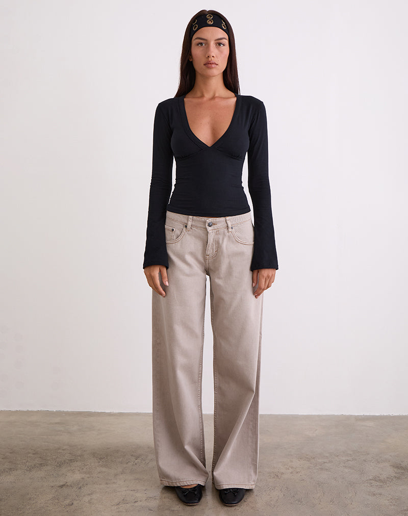 Image of Low Rise Roomy Jeans in Pebble