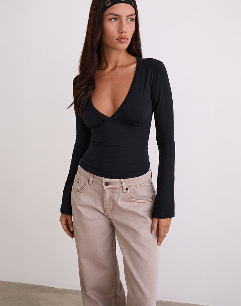 Image of Emesy Long Sleeve Top in Black