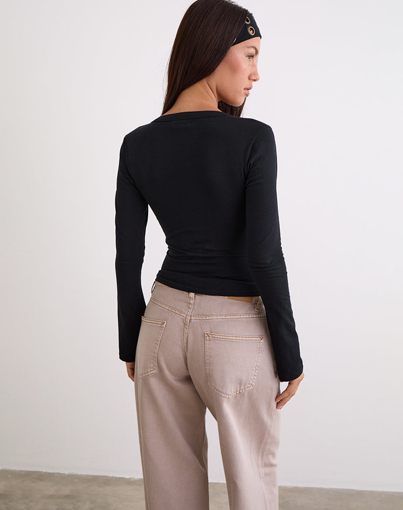 Image of Emesy Long Sleeve Top in Black