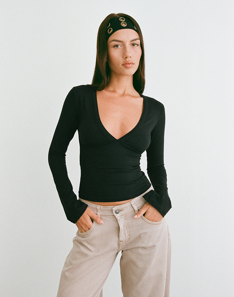 Image of Emesy Long Sleeve Top in Black