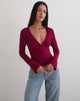 Image of Emesy Long Sleeve Top in Burgundy