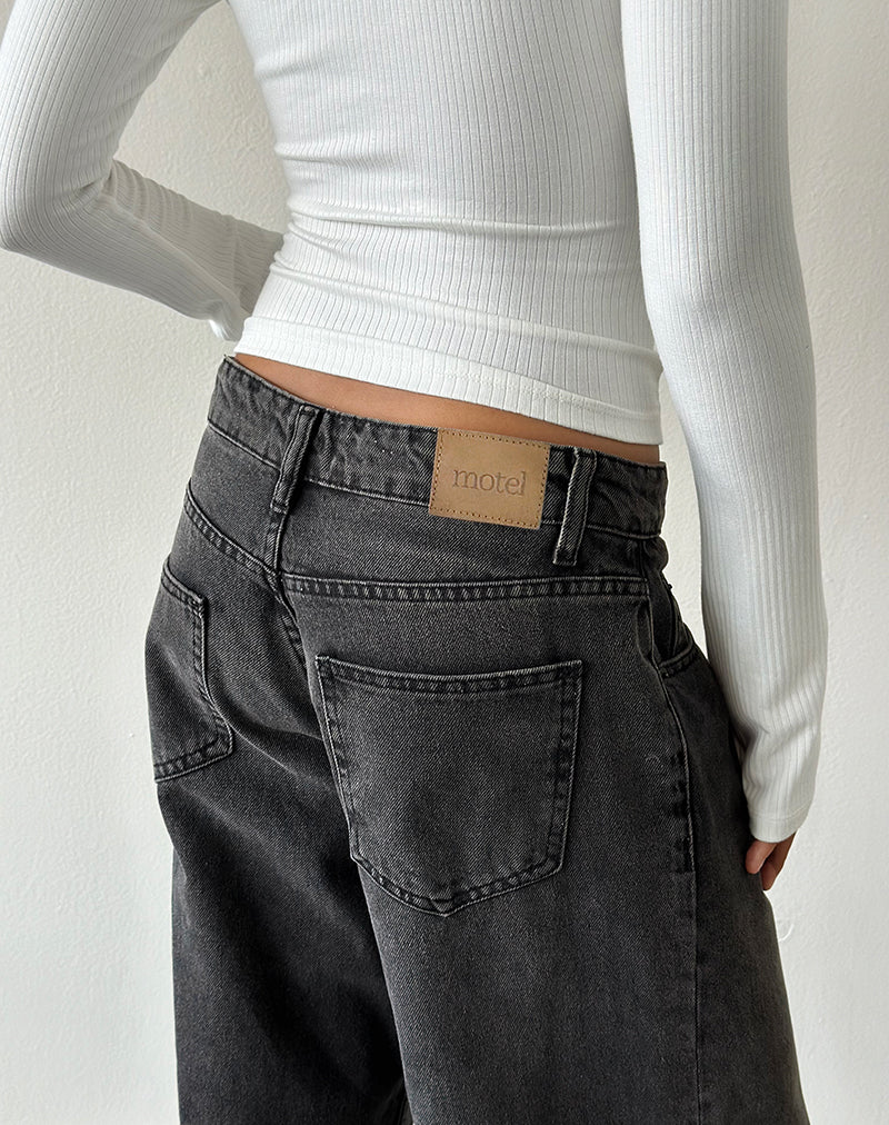 Image of Roomy Extra Wide Low Rise Jeans in Washed Black Grey