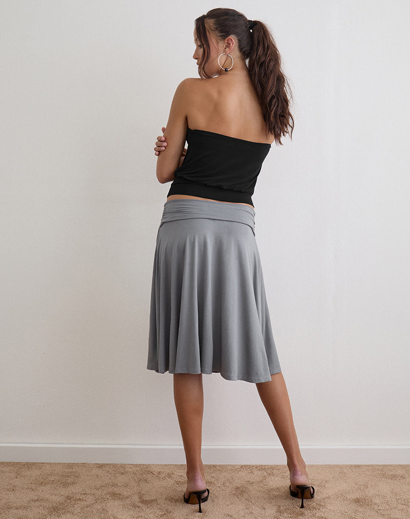Image of Emisra Knot Midi Skirt in Jersey Grey