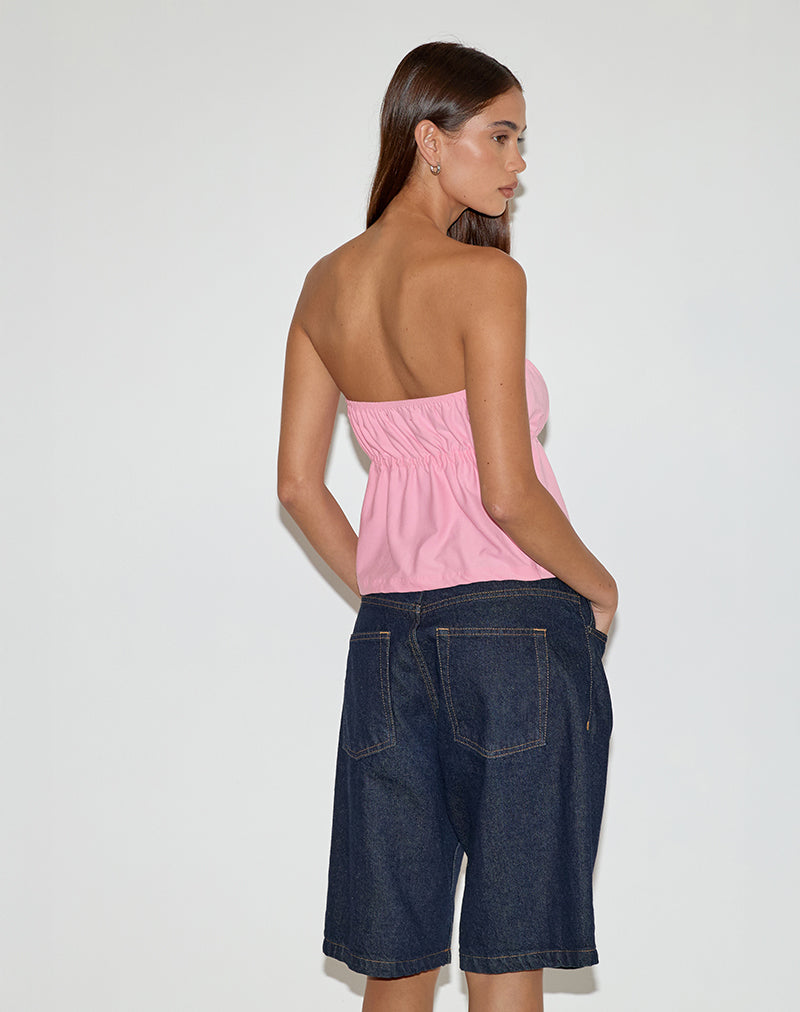 Image of Ender Tie Bandeau Top in Rayon Ballet Pink