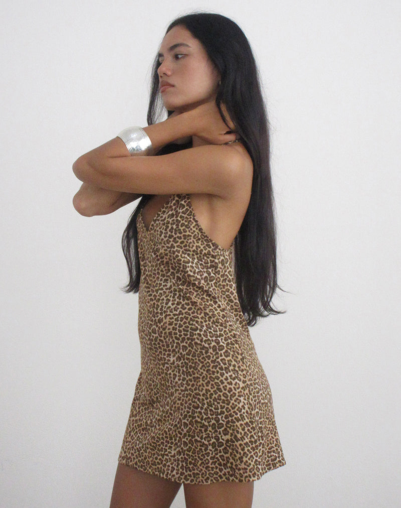 Entari Mini Dress in Rar Leopard Brown