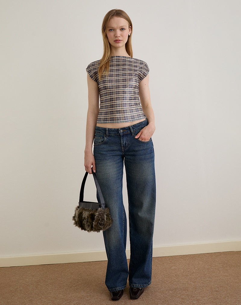 Image of Erica Top in Sequin Vintage Check Brown