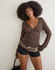 Image of Eshma Shirred Top in Knit Dark Chocolate