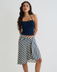 Image of Esmeray Midi Skirt in Cream and Navy Diagonal Stripe
