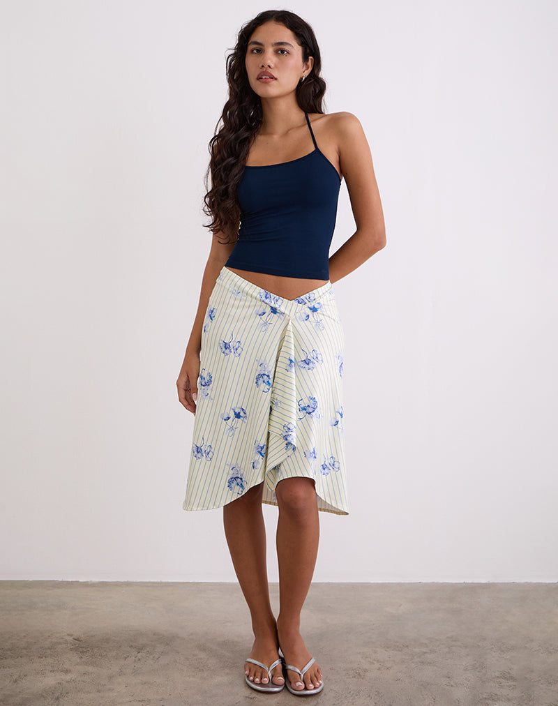 Image of Esmeray Midi Skirt in Floral Stripe Cream