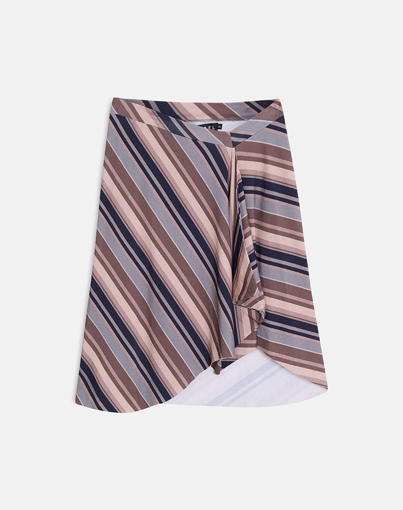 Image of Esmeray Midi Skirt in Mixed Stripe Brown