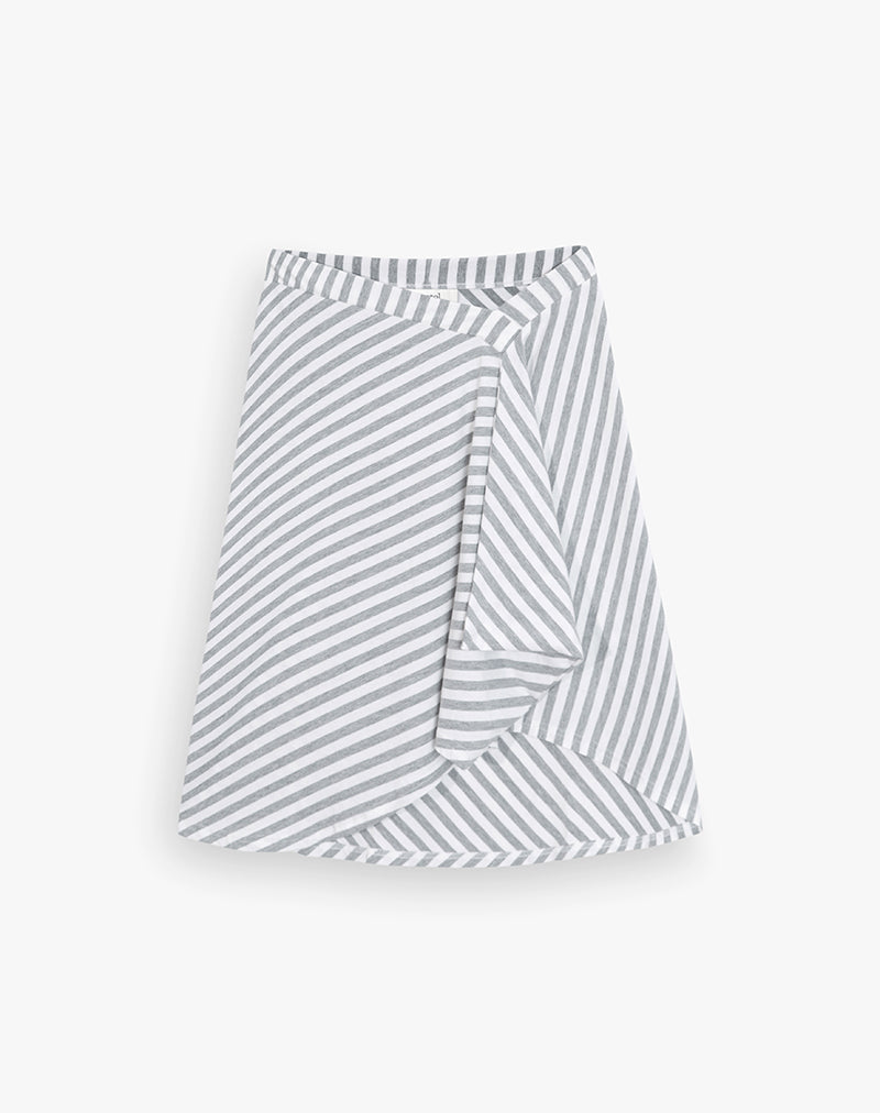 Image of Esmeray Midi Skirt in Rayon Jersey Grey and White Stripes