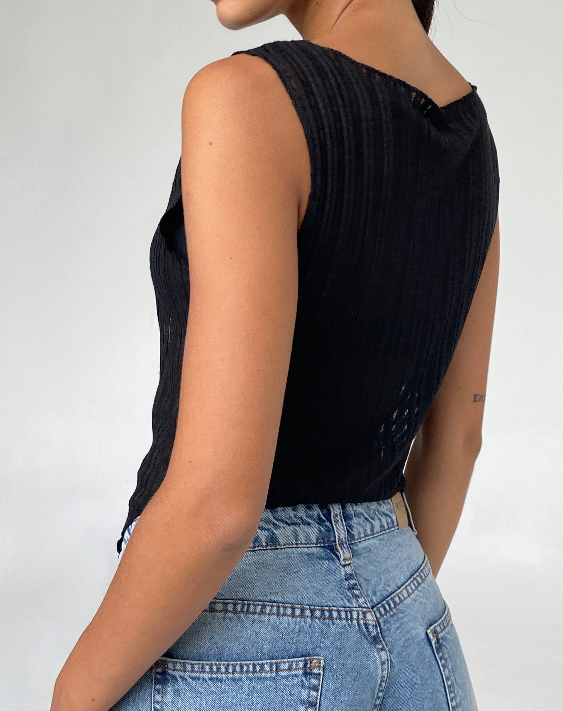 image of Etta Knitted Vest Top in Black