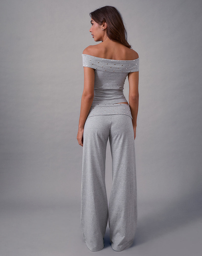 Image of Nevivi Foldover Trouser in Studded Grey Marl