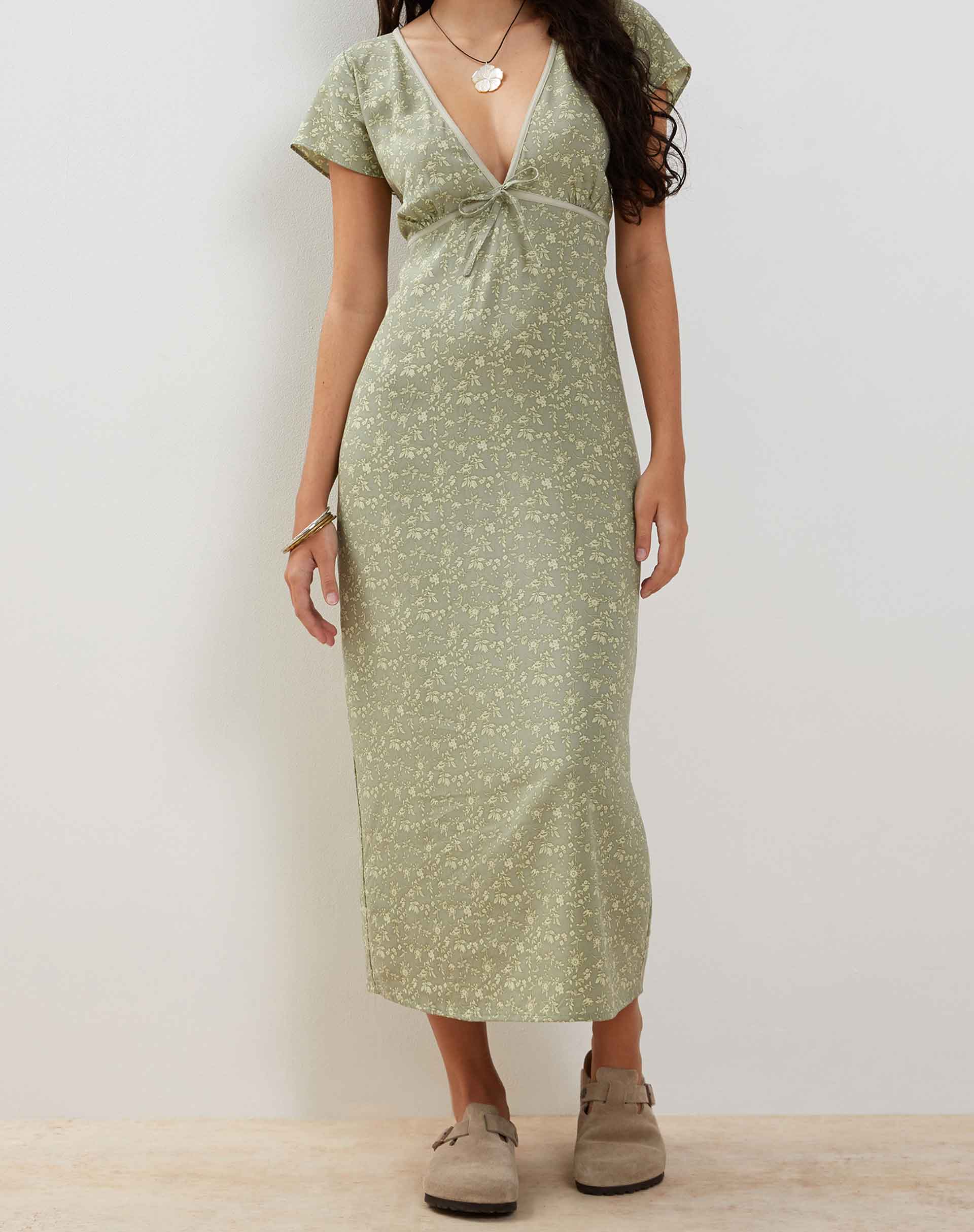 motel green floral dress New Motel Rocks Dress L Mesh Green Floral Midi Maxi Boho Hippie Festival