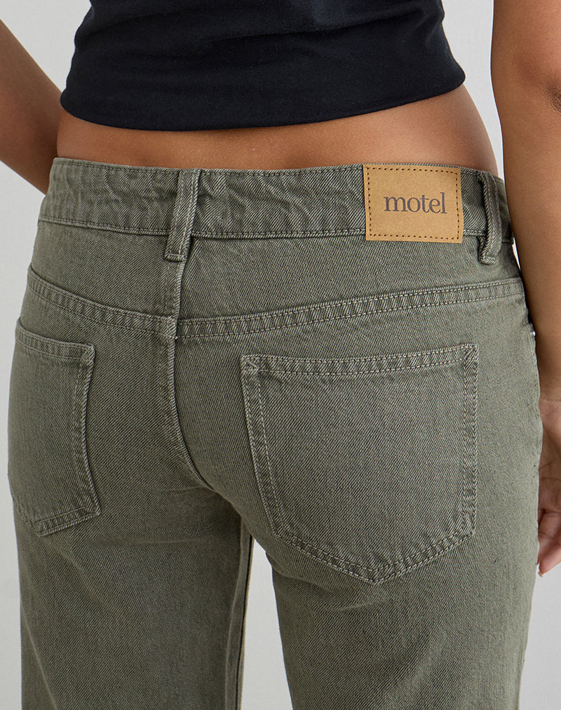 Image of Extra Low Rise Flare Jeans in Olivine