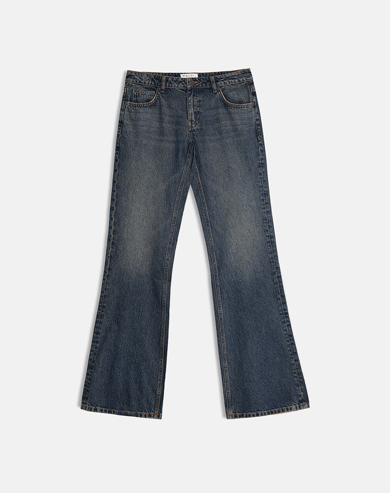 Image of Extra Low Rise Flare Jeans in Dirty Green