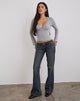 Image of Extra Low Rise Flare Jeans in Dirty Green