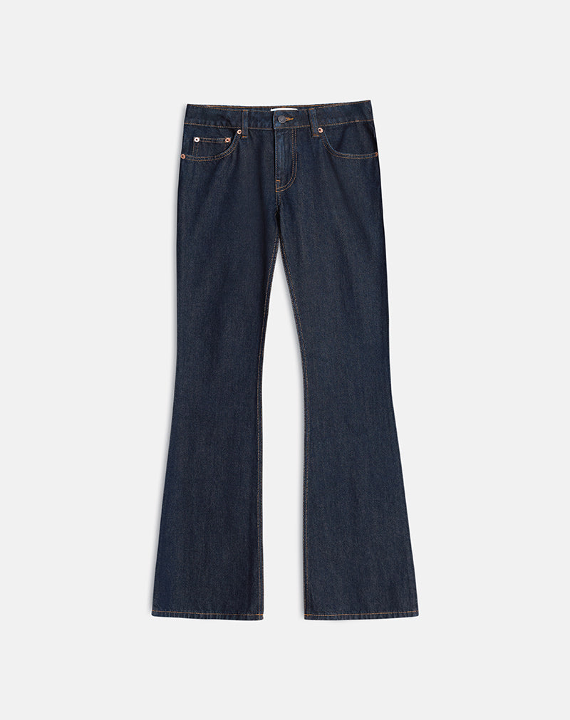 Indigo Extra Low Rise Jeans | Flare – motelrocks.com