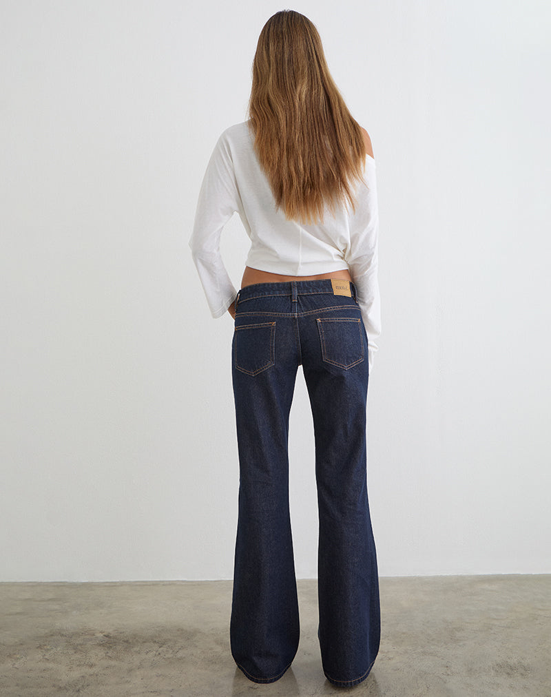 Indigo Extra Low Rise Jeans | Flare – motelrocks.com