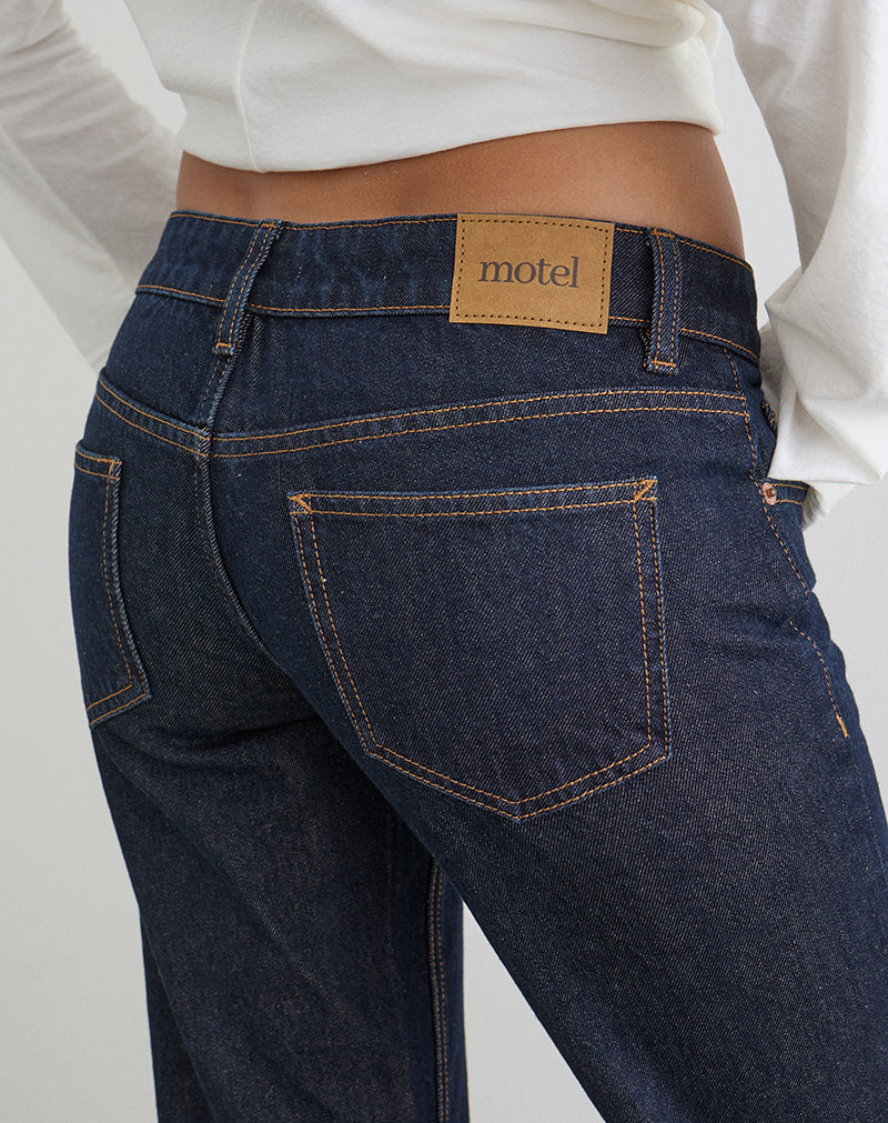 Indigo Extra Low Rise Jeans | Flare – motelrocks.com