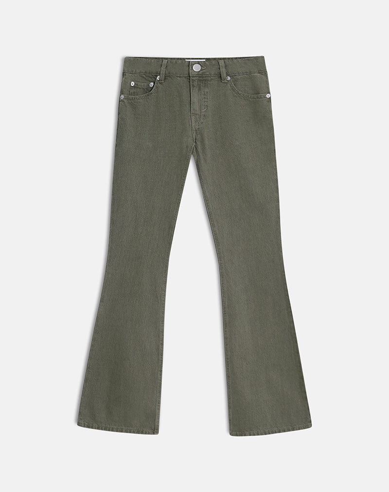 Image of Extra Low Rise Flare Jeans in Olivine