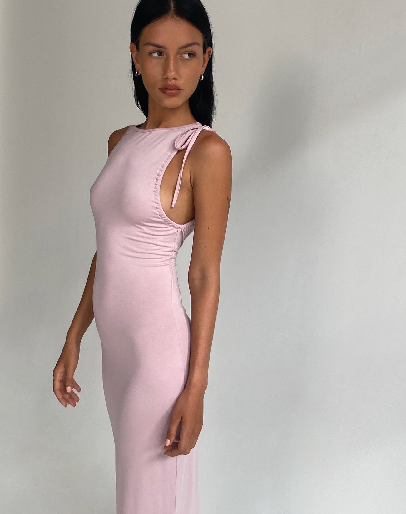 Slinky Baby Pink Maxi Dress