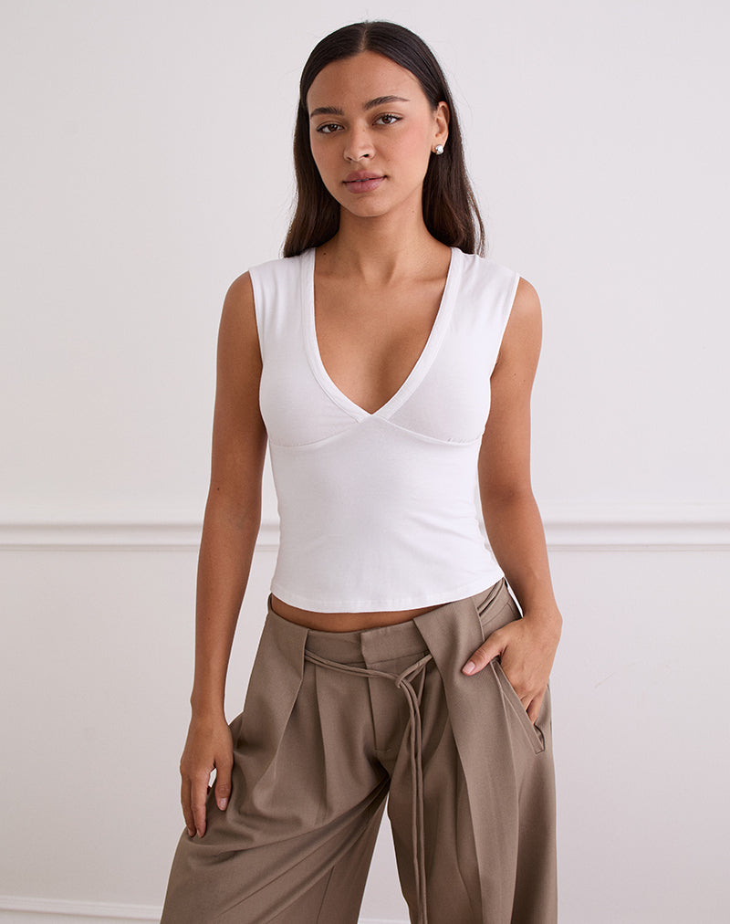 Image of Emberly Plunge Top in White