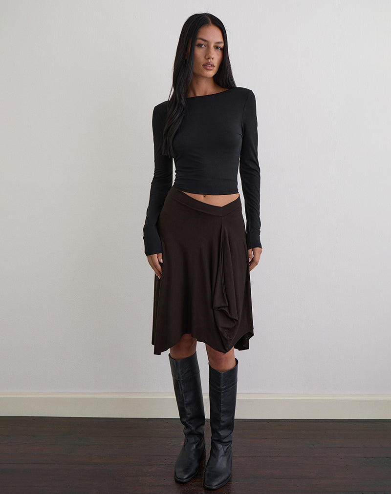 Image of Esmeray Midi Skirt in Chocolate Brown