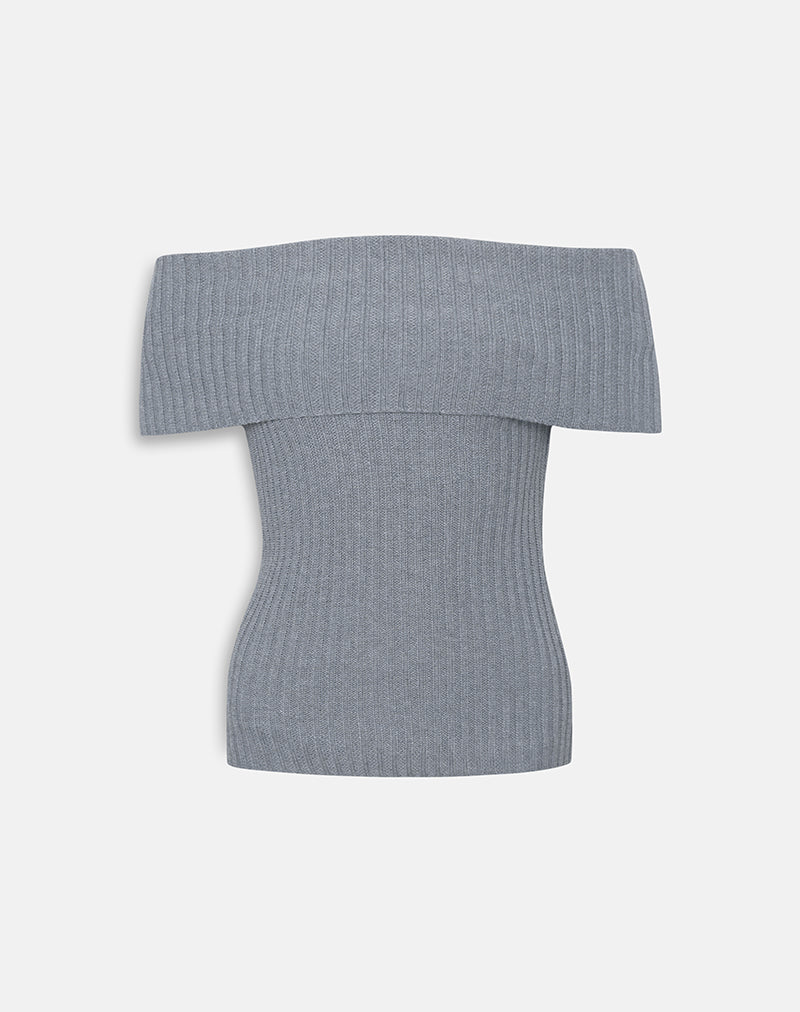 Image of Fahari Foldover Top in Rib Knit Grey