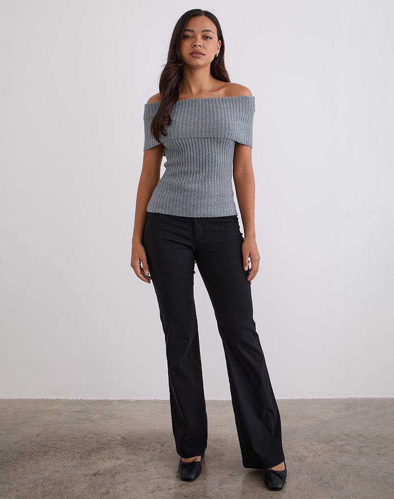 Image of Fahari Foldover Top in Rib Knit Grey