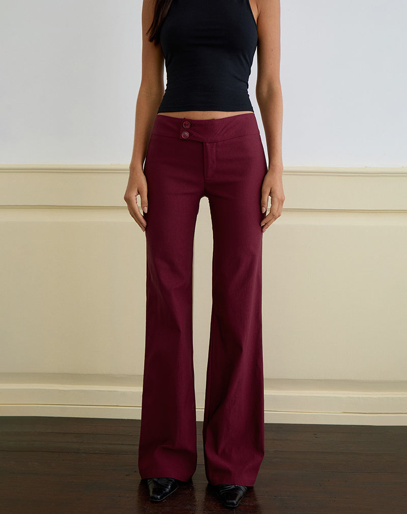 Burgundy Low Rise Tailored Trouser | Falita – motelrocks.com