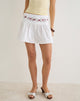 Image of Becita Skirt in Poplin White with Cherry Blossom Embroidery