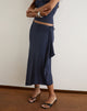 Image of Phemia Maxi Skirt with Beads in Jersey Navy with Micro Polka Print