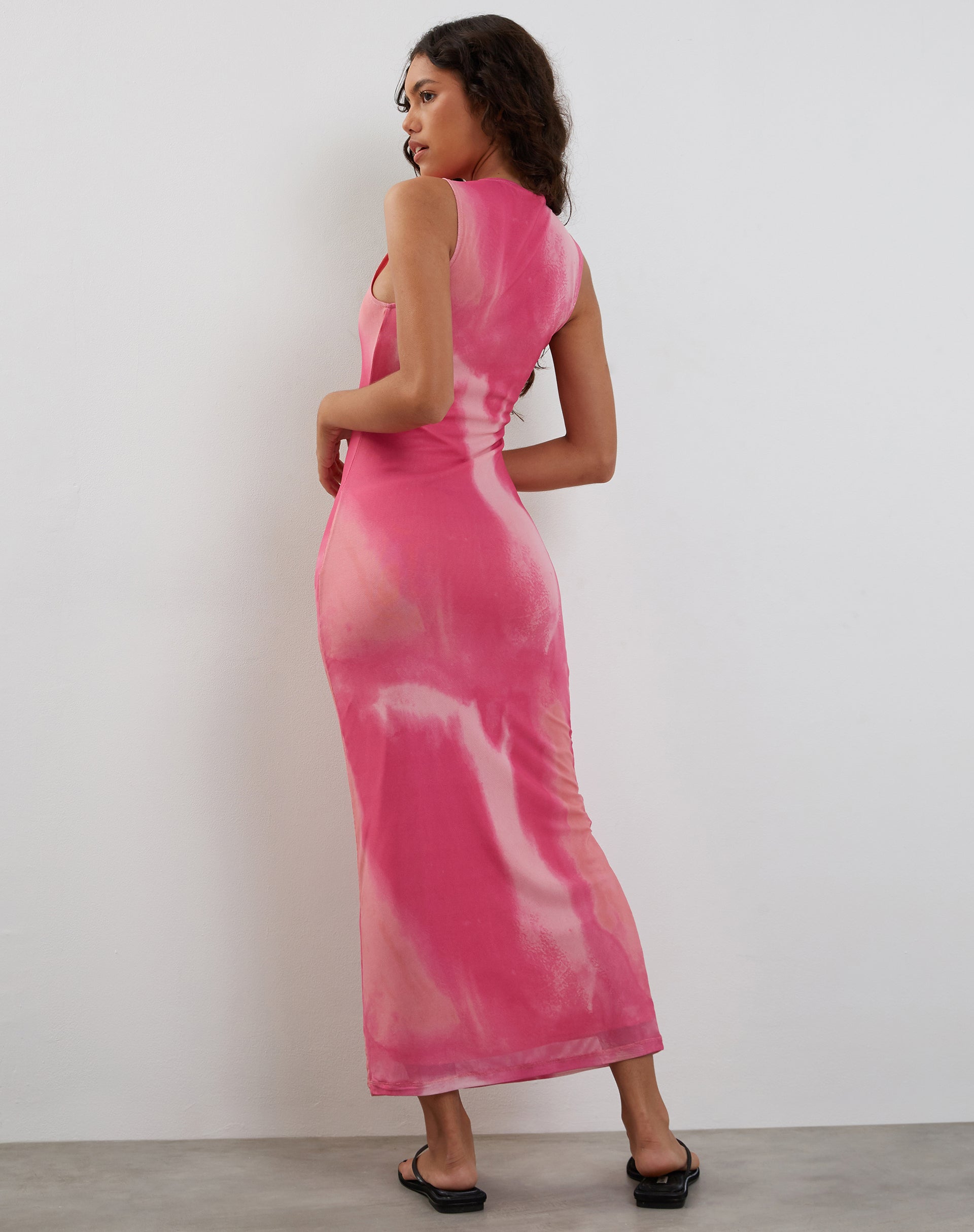 image of Fayola Printed Maxi Dress in Watercolour Pink