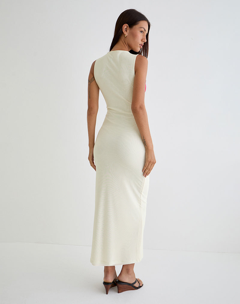 Image of Fayola Printed Maxi Dress in Cream with Red Watercolour Flower