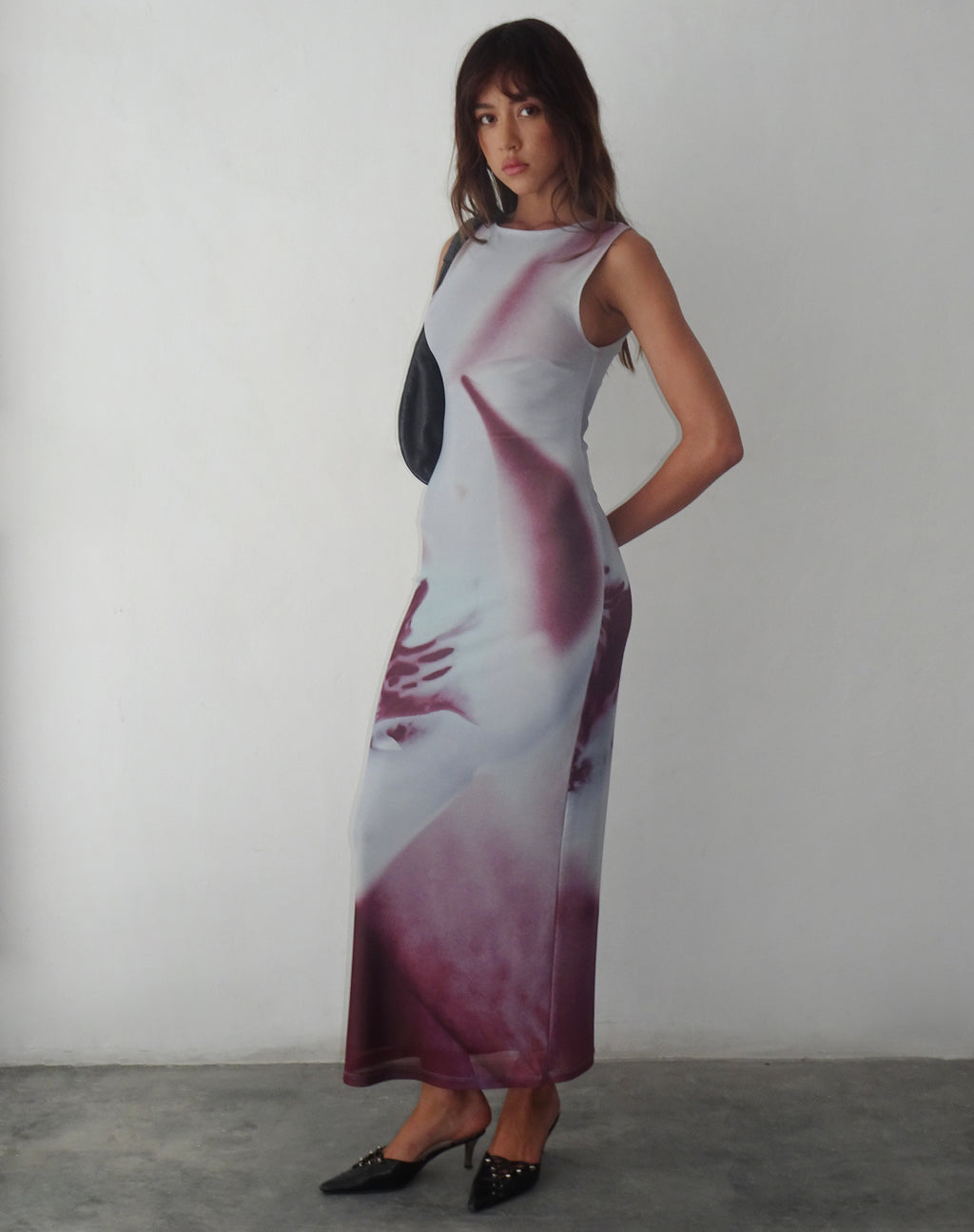 Fayola Printed Maxi Dress in Grey Anatomy of Nature