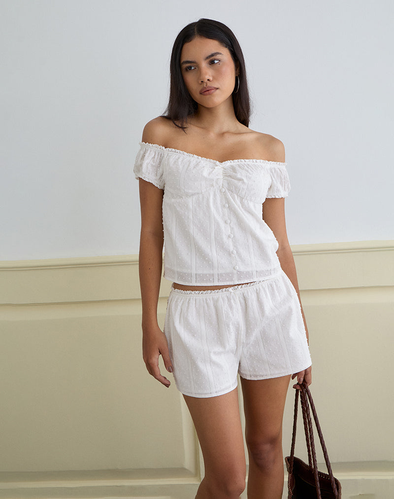 Image of Sumi Shorts in Cotton Dobby White