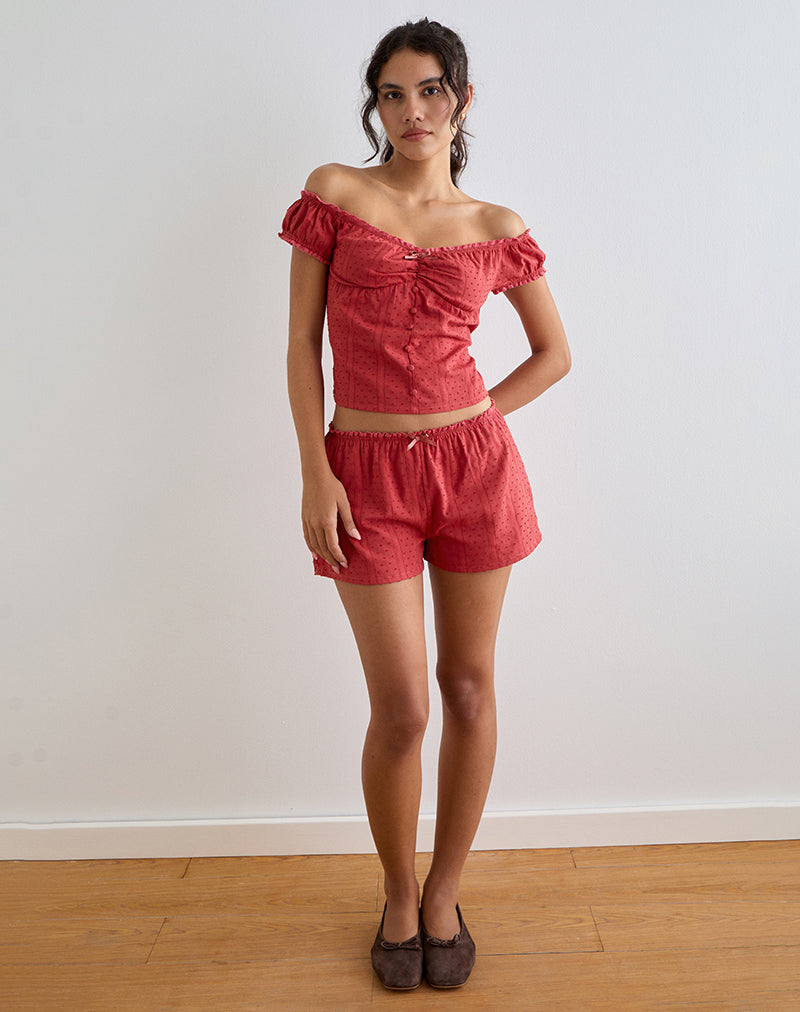 Image of Sumi Shorts in Cotton Dobby Red