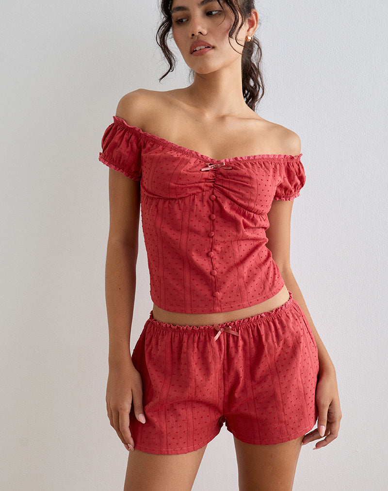 Image of Sumi Shorts in Cotton Dobby Red