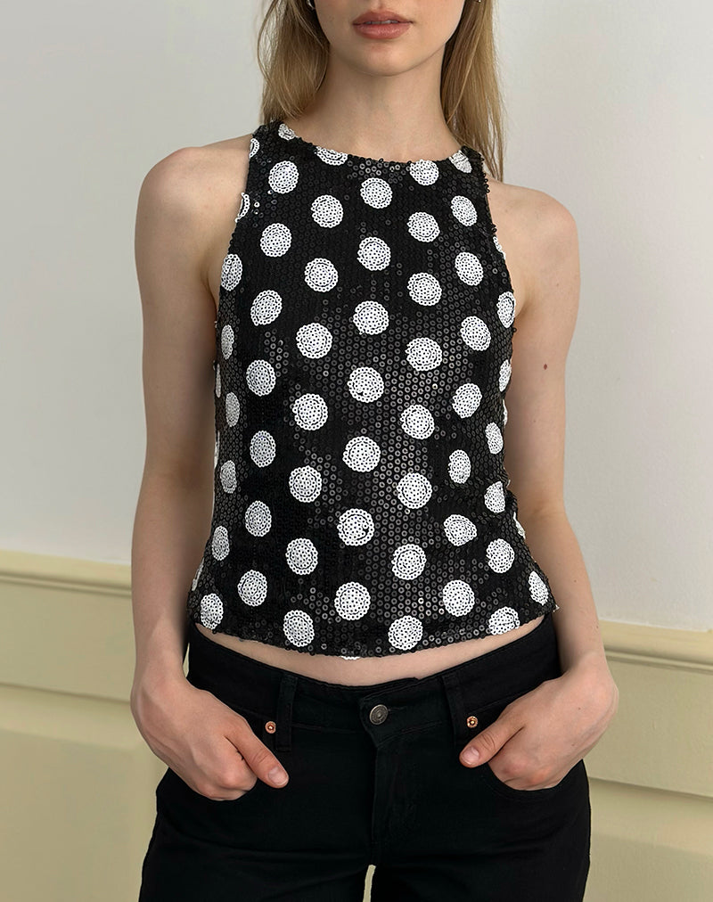 Image of Felicita Top in Polka Sequin Monochrome