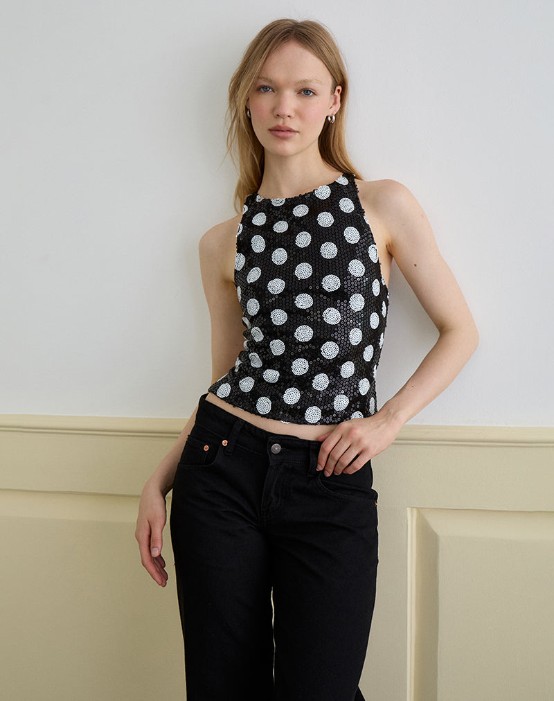 Image of Felicita Top in Polka Sequin Monochrome