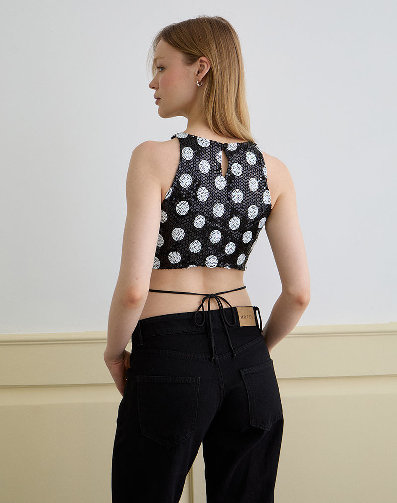 Image of Felicita Top in Polka Sequin Monochrome