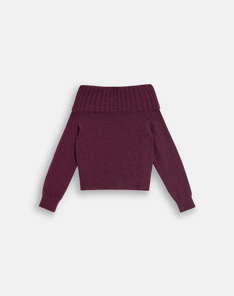Image of Filahia Bardot Jumper in Burgundy